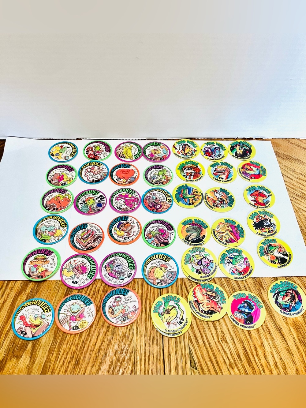 Pogs 1990’s Cyber Dudes/Dino Dudes Milk Caps Lot(42) Slammer Whammers